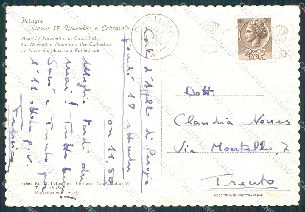 Perugia Città Corriera Auto PIEGA FG cartolina KB4658 – retro