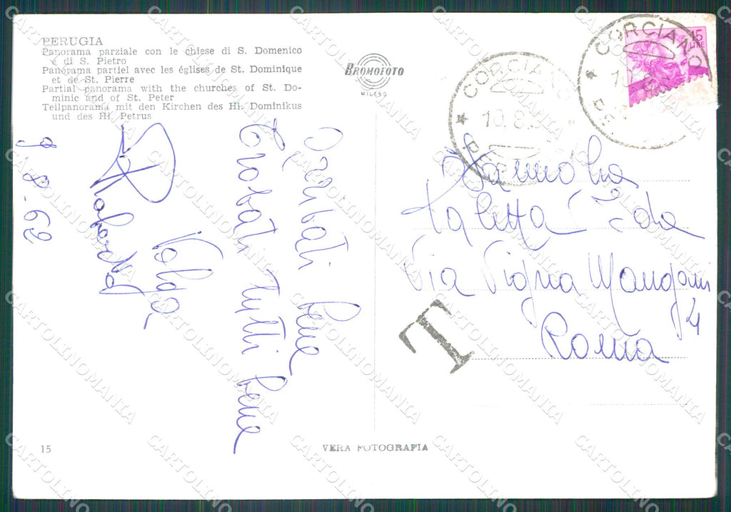 Perugia Città PIEGHE FG Foto cartolina KB4688 – retro