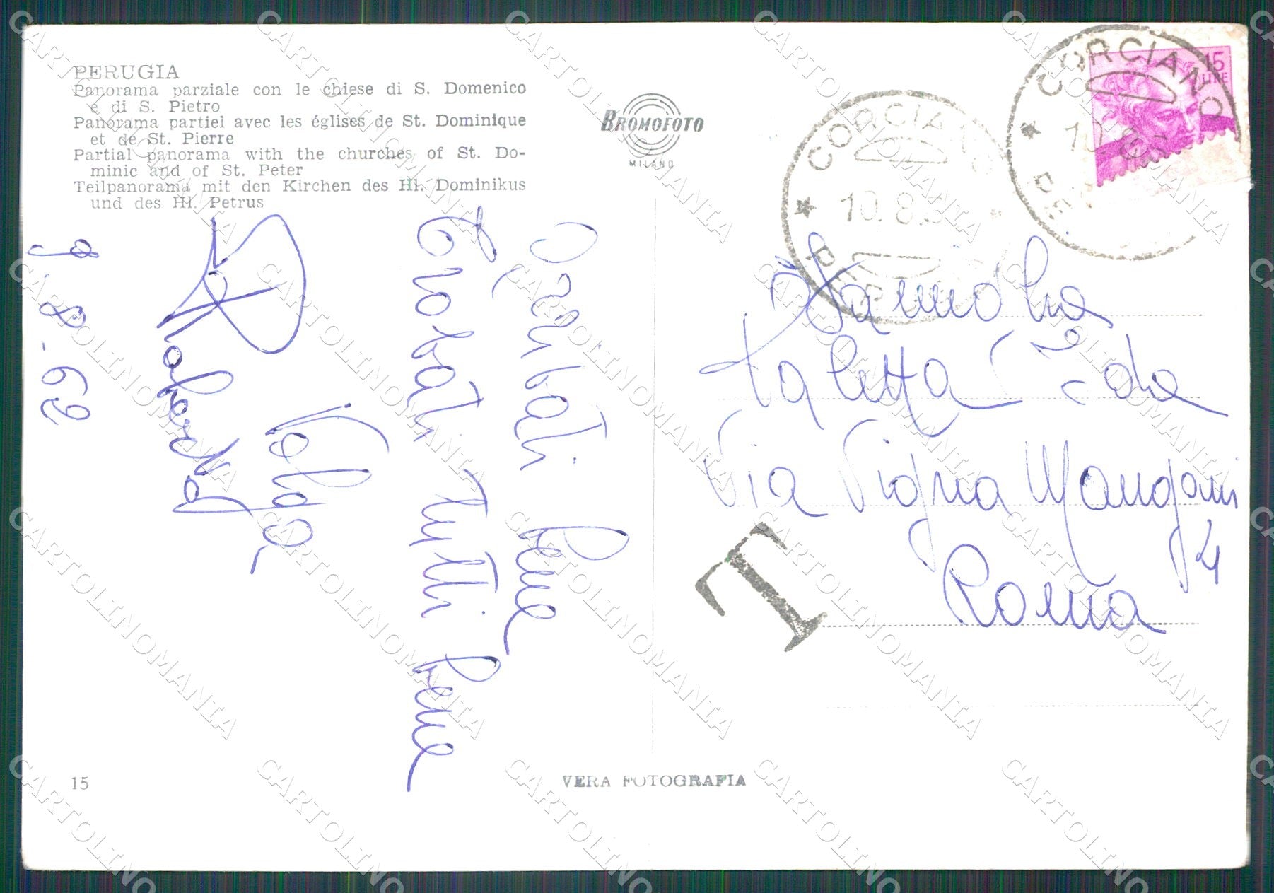 Perugia Città PIEGHE FG Foto cartolina KB4688 – retro