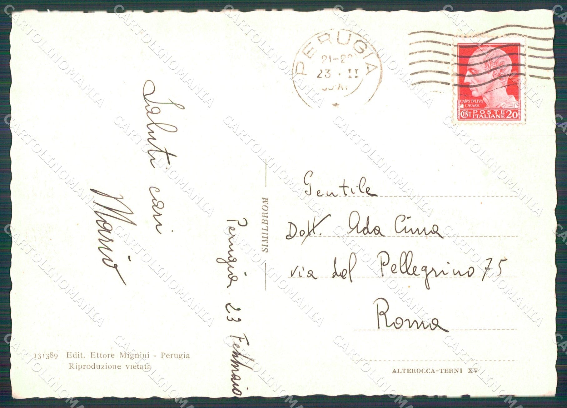 Perugia Città PIEGA FG cartolina KB4694 – retro