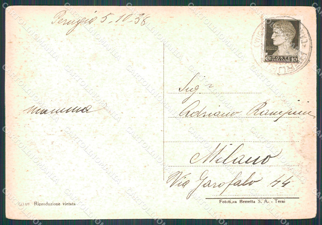 Perugia Città Comune FG cartolina KB4696 – retro