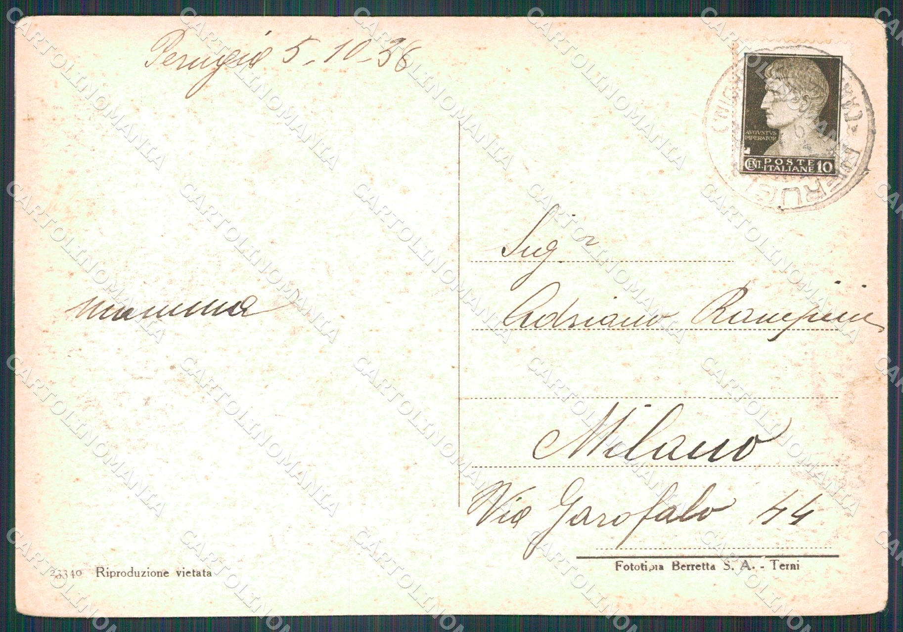 Perugia Città Comune FG cartolina KB4696 – retro