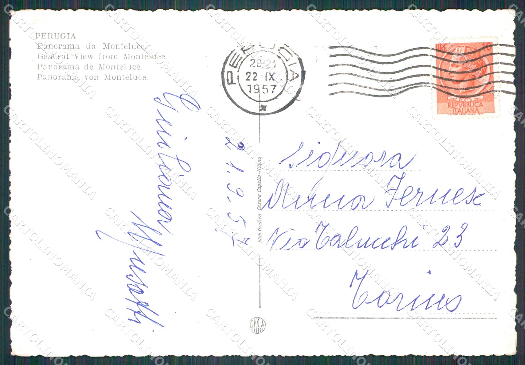 Perugia Città Monteluce FG cartolina KB4707 – retro