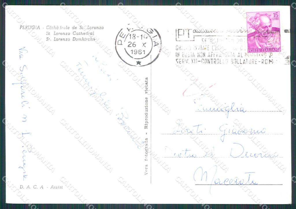 Perugia Città Cattedrale San Lorenzo Auto FG Foto cartolina KB4711 – retro