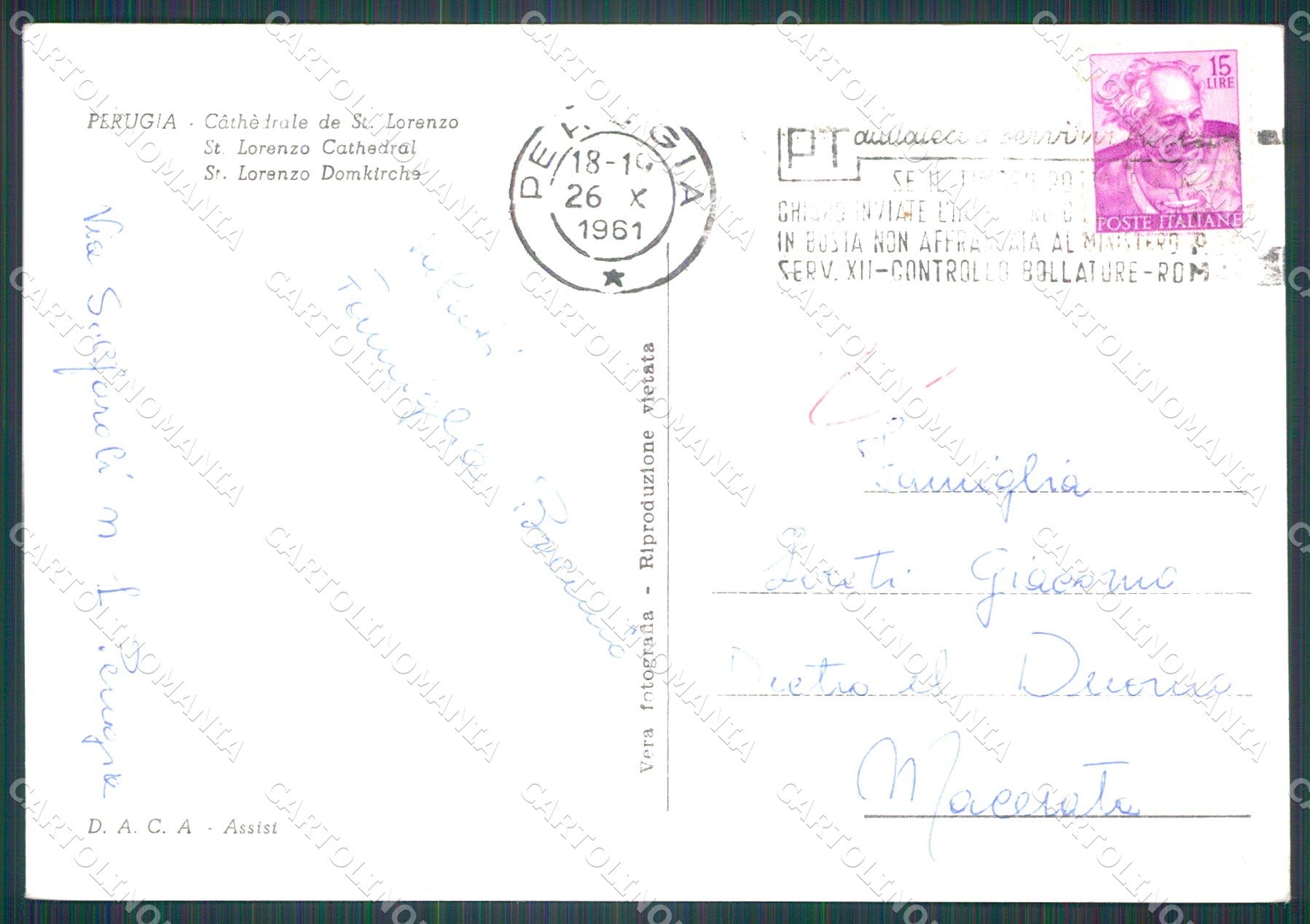 Perugia Città Cattedrale San Lorenzo Auto FG Foto cartolina KB4711 – retro