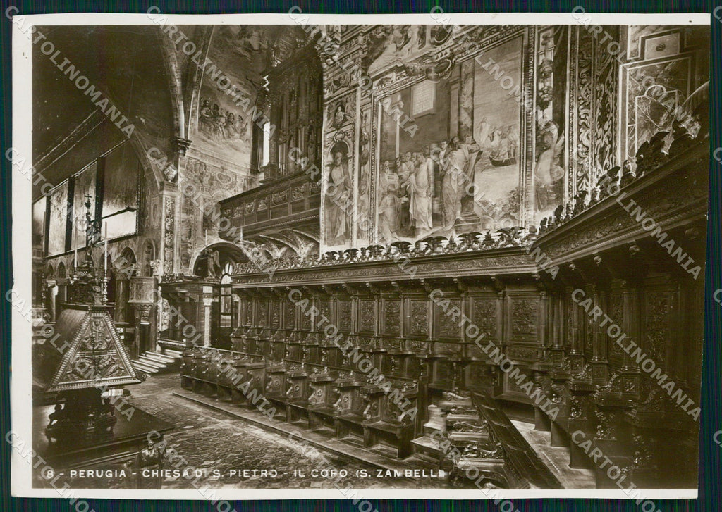 Perugia Città Chiesa San Pietro Coro RIFILATA FG Foto cartolina KB4713 – fronte
