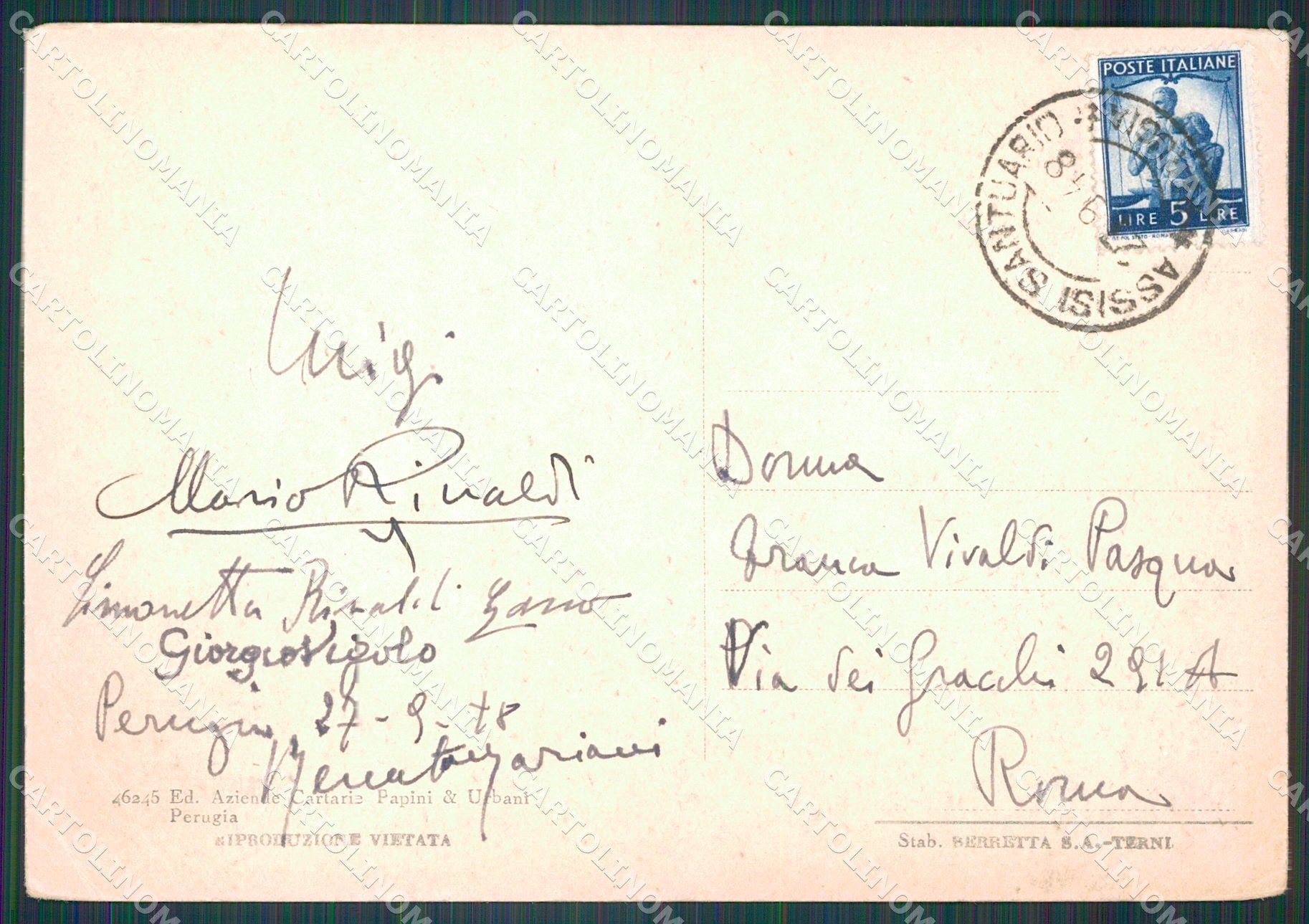 Perugia Città MACCHIA FG cartolina KB4719 – retro