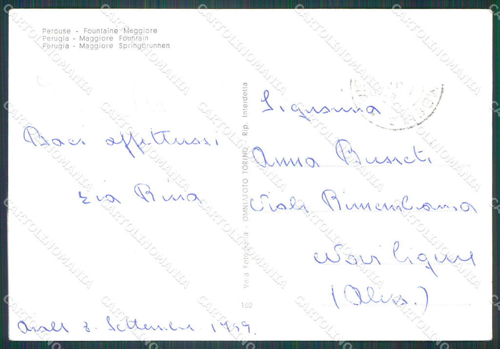 Perugia Città Fontana Maggiore FG Foto cartolina KB4727 – retro