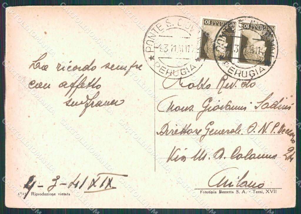 Perugia Città Comune FG cartolina KB4729 – retro