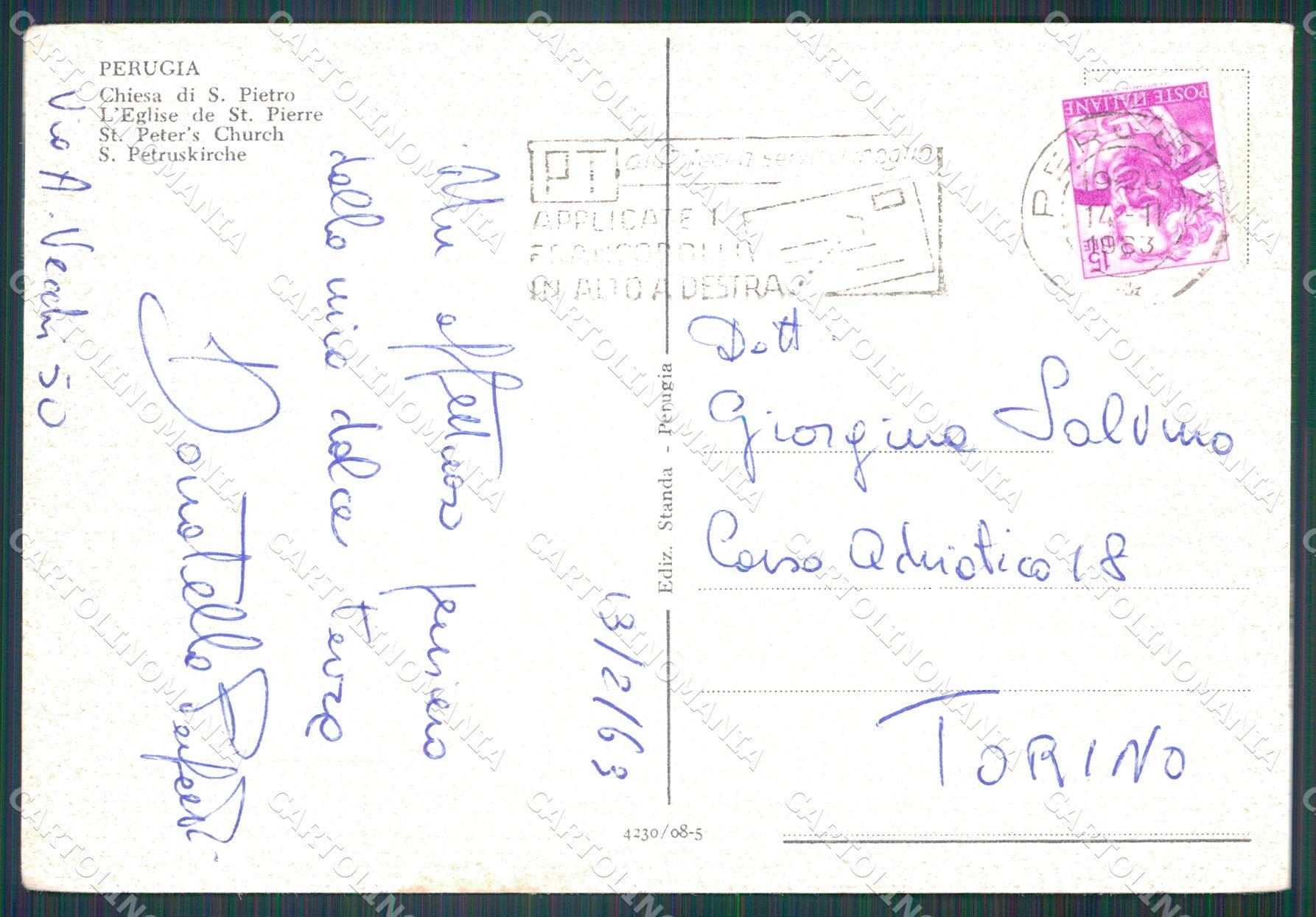 Perugia Città FG cartolina KB4735 – retro
