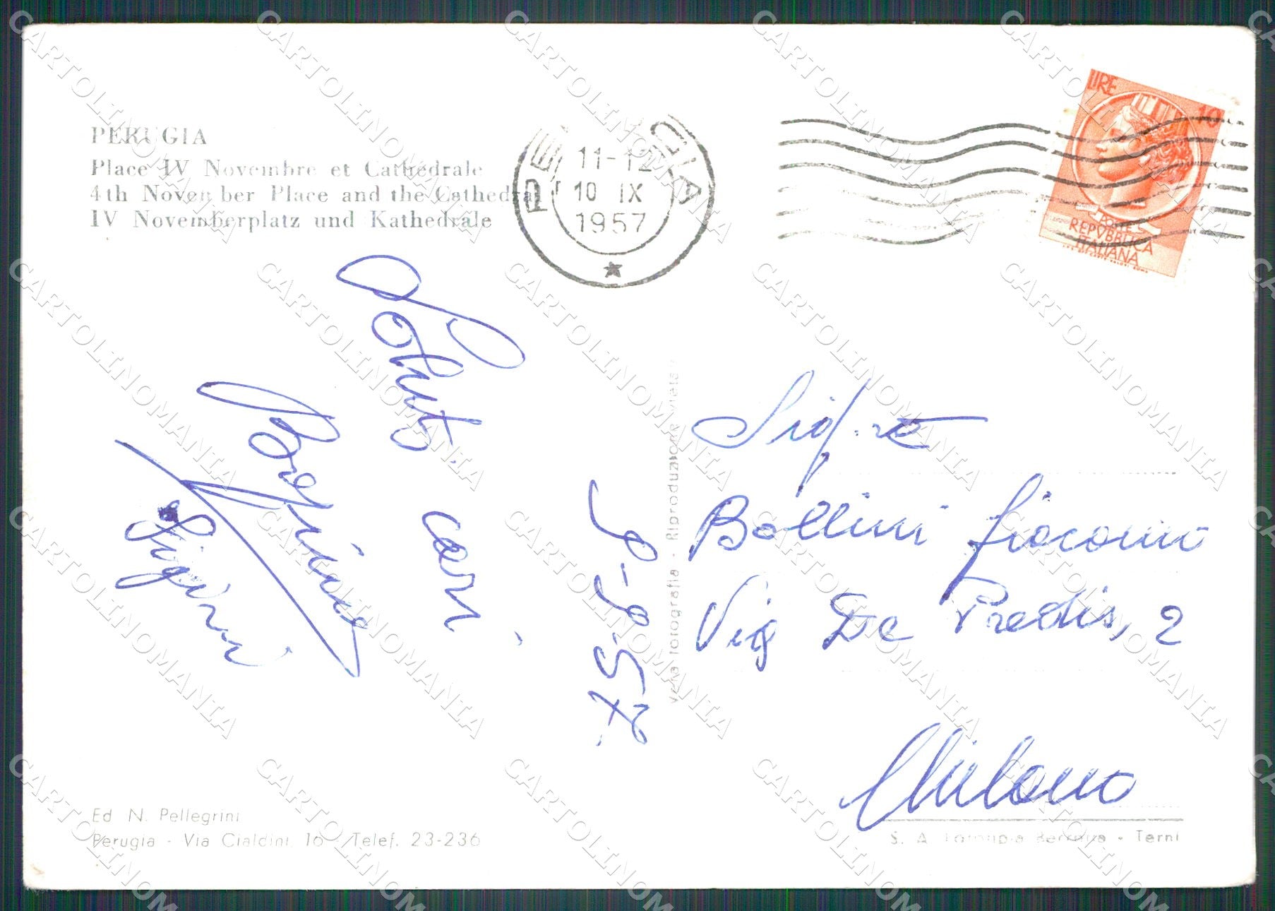Perugia Città Corriera Auro FG Foto cartolina KB4750 – retro