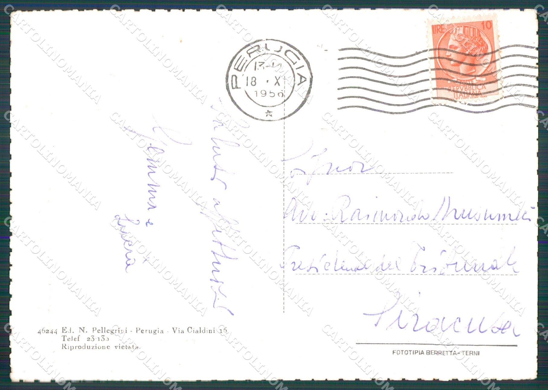 Perugia Città FG cartolina KB4760 – retro
