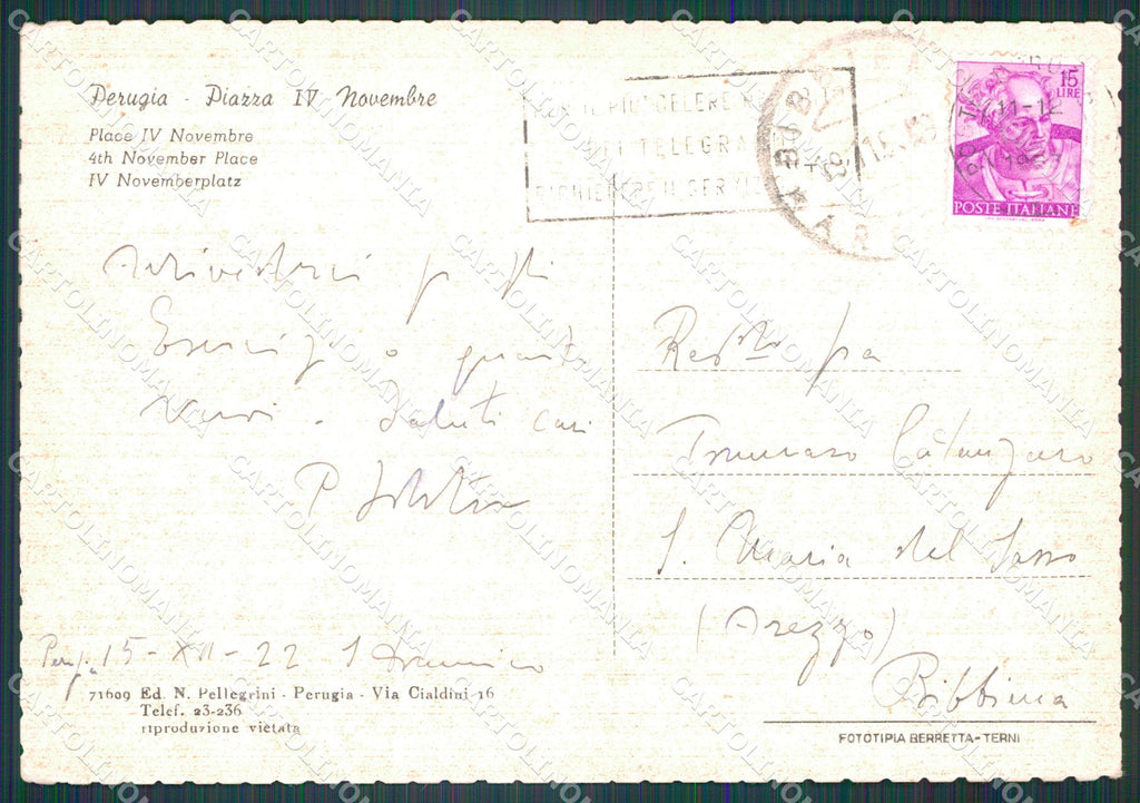 Perugia Città Auto FG cartolina KB4767 – retro