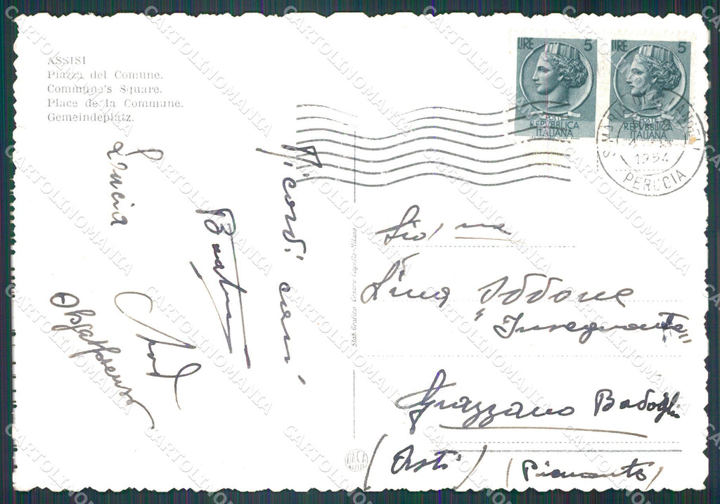Perugia Assisi Comune FG cartolina KB4796 – retro