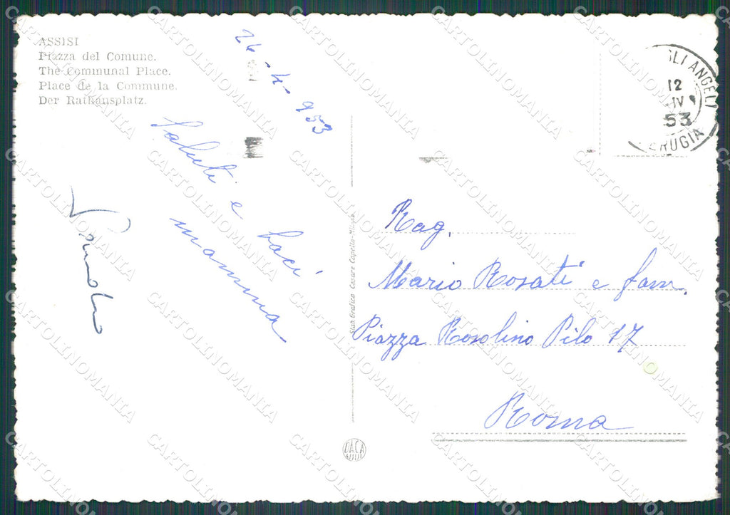 Perugia Assisi Comune Auto PIEGHINA FG cartolina KB4802 – retro