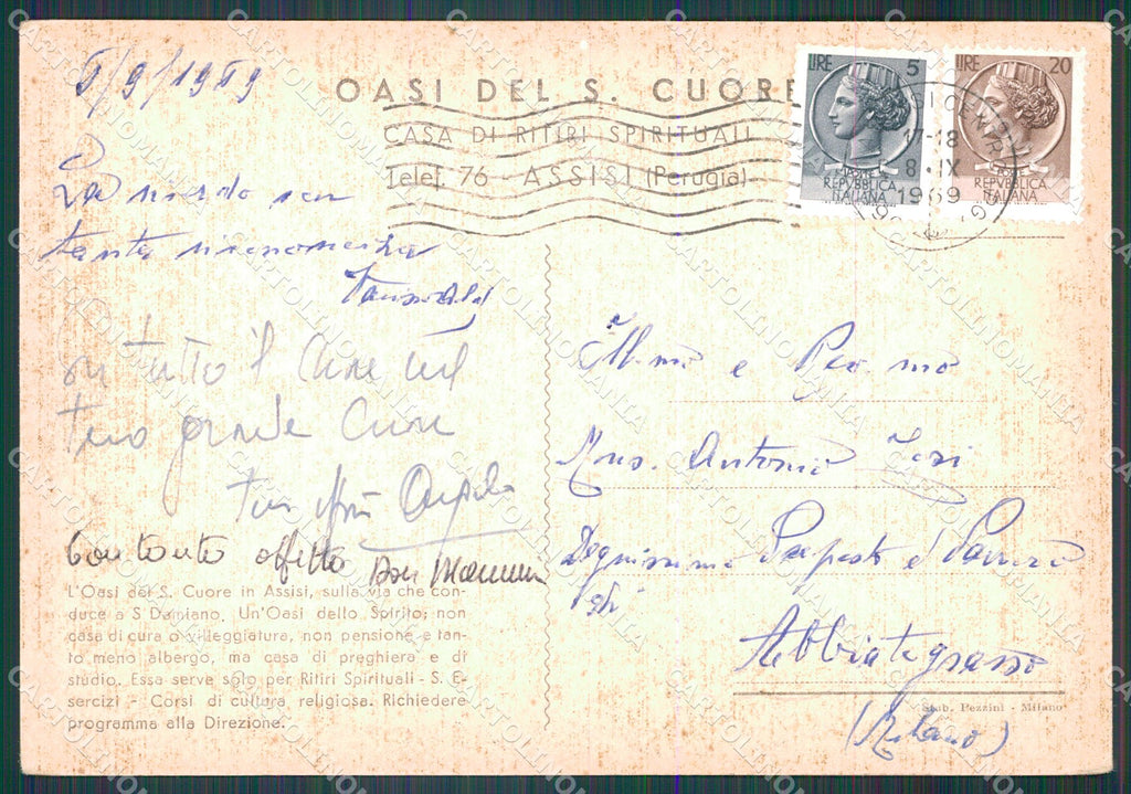 Perugia Assisi Oasi del Sacro Cuore FG cartolina KB4823 – retro