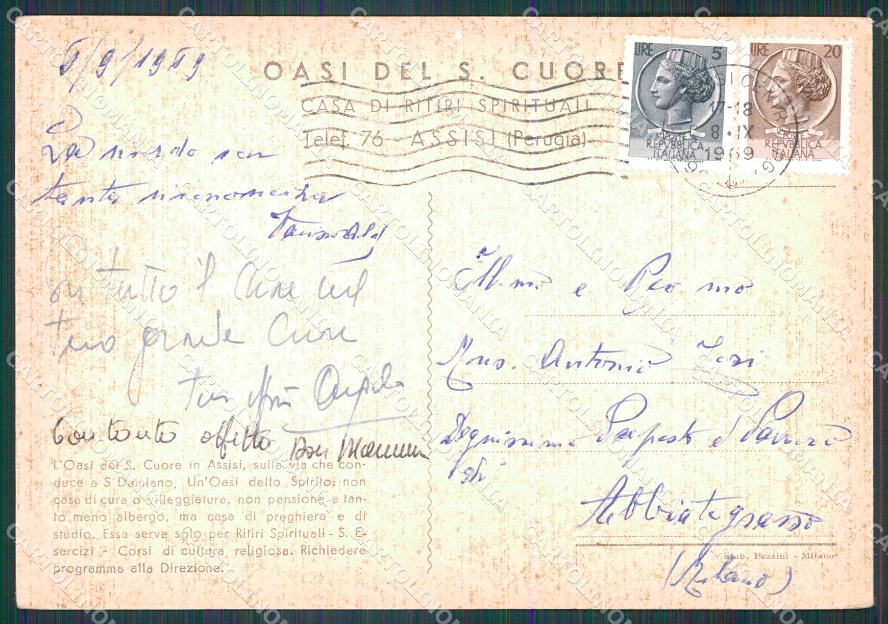 Perugia Assisi Oasi del Sacro Cuore FG cartolina KB4823 – retro