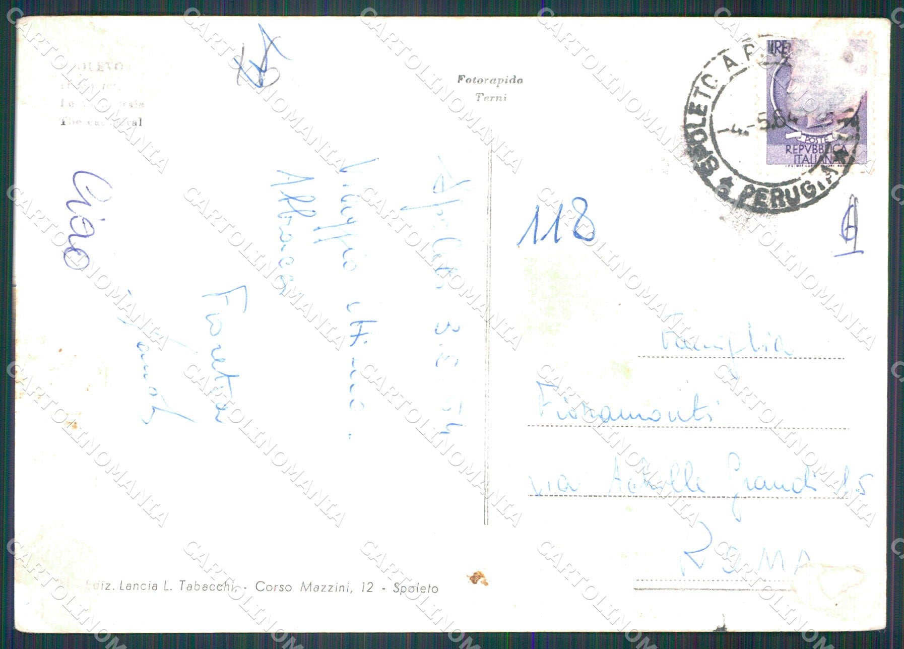 Perugia Spoleto FORI FG Foto cartolina KB4837 – retro
