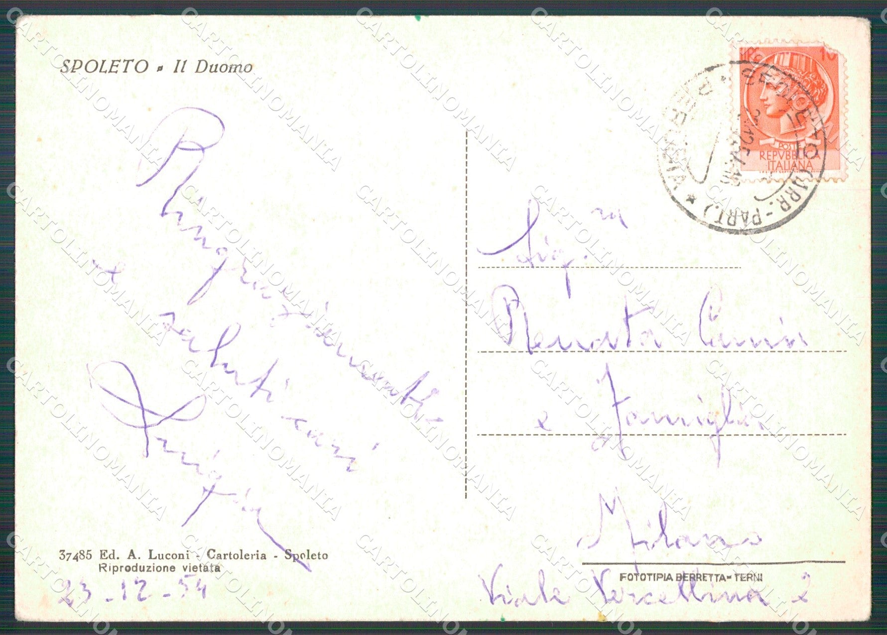 Perugia Spoleto Duomo FG cartolina KB4891 – retro
