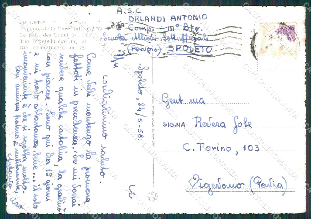 Perugia Spoleto MACCHIE FG cartolina KB4893 – retro