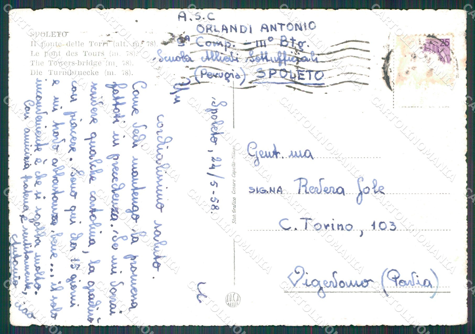 Perugia Spoleto MACCHIE FG cartolina KB4893 – retro