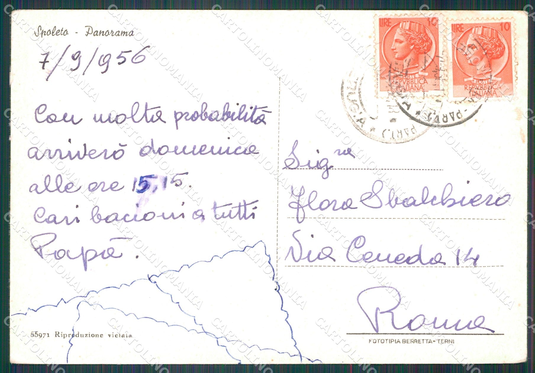 Perugia Spoleto FG cartolina KB4895 – retro