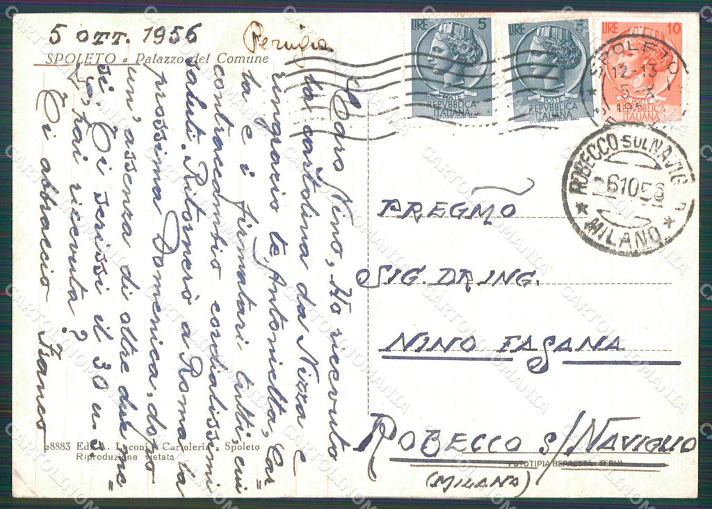 Perugia Spoleto Comune PIEGHINA FG cartolina KB4898 – retro