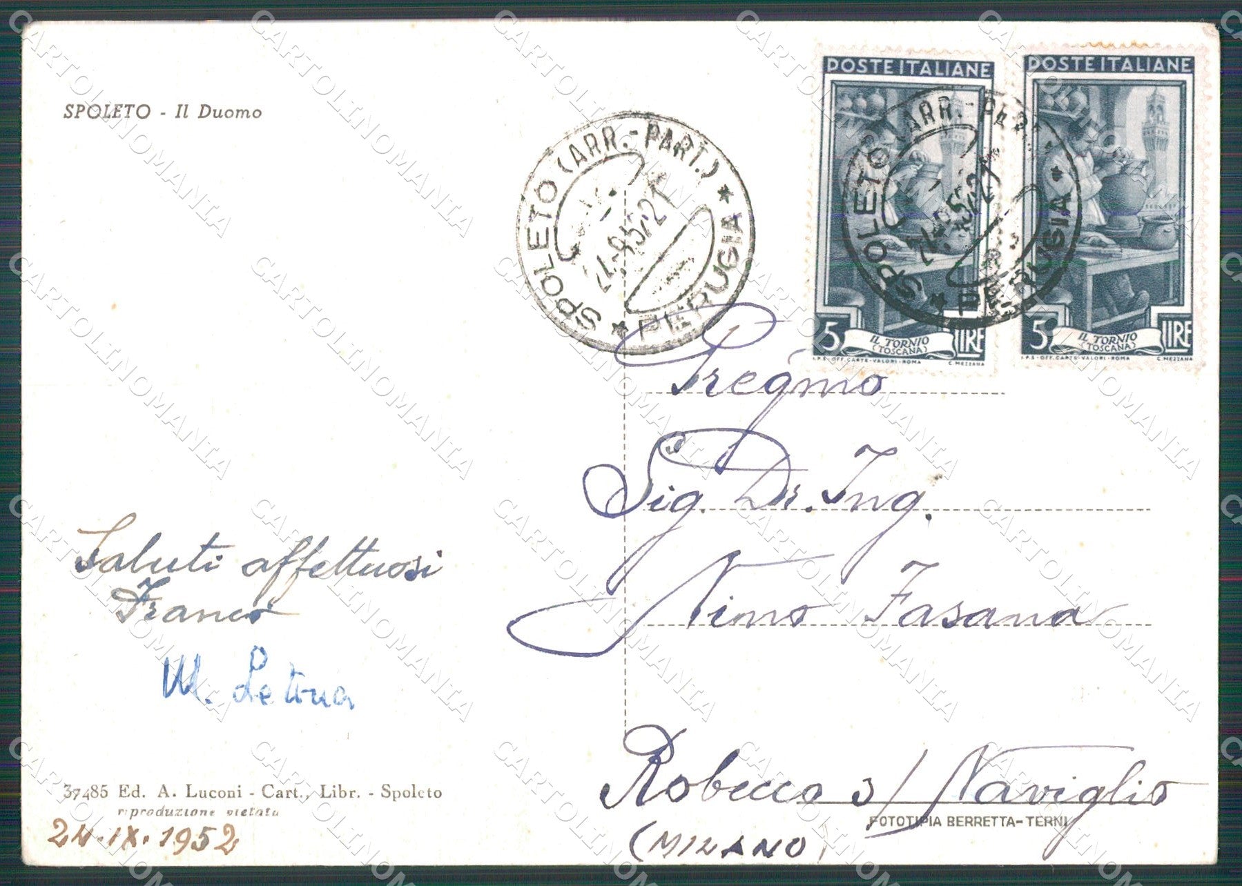 Perugia Spoleto Duomo FG cartolina KB4899 – retro