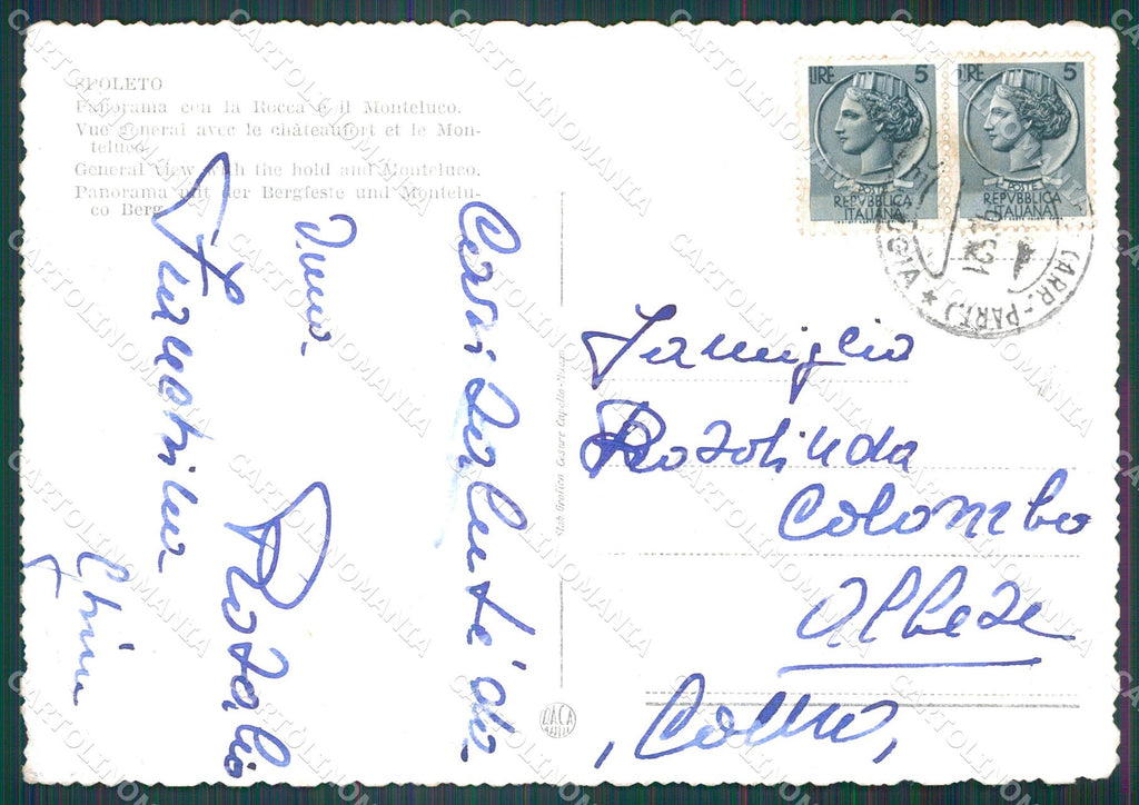 Perugia Spoleto PIEGHINE FG cartolina KB4903 – retro