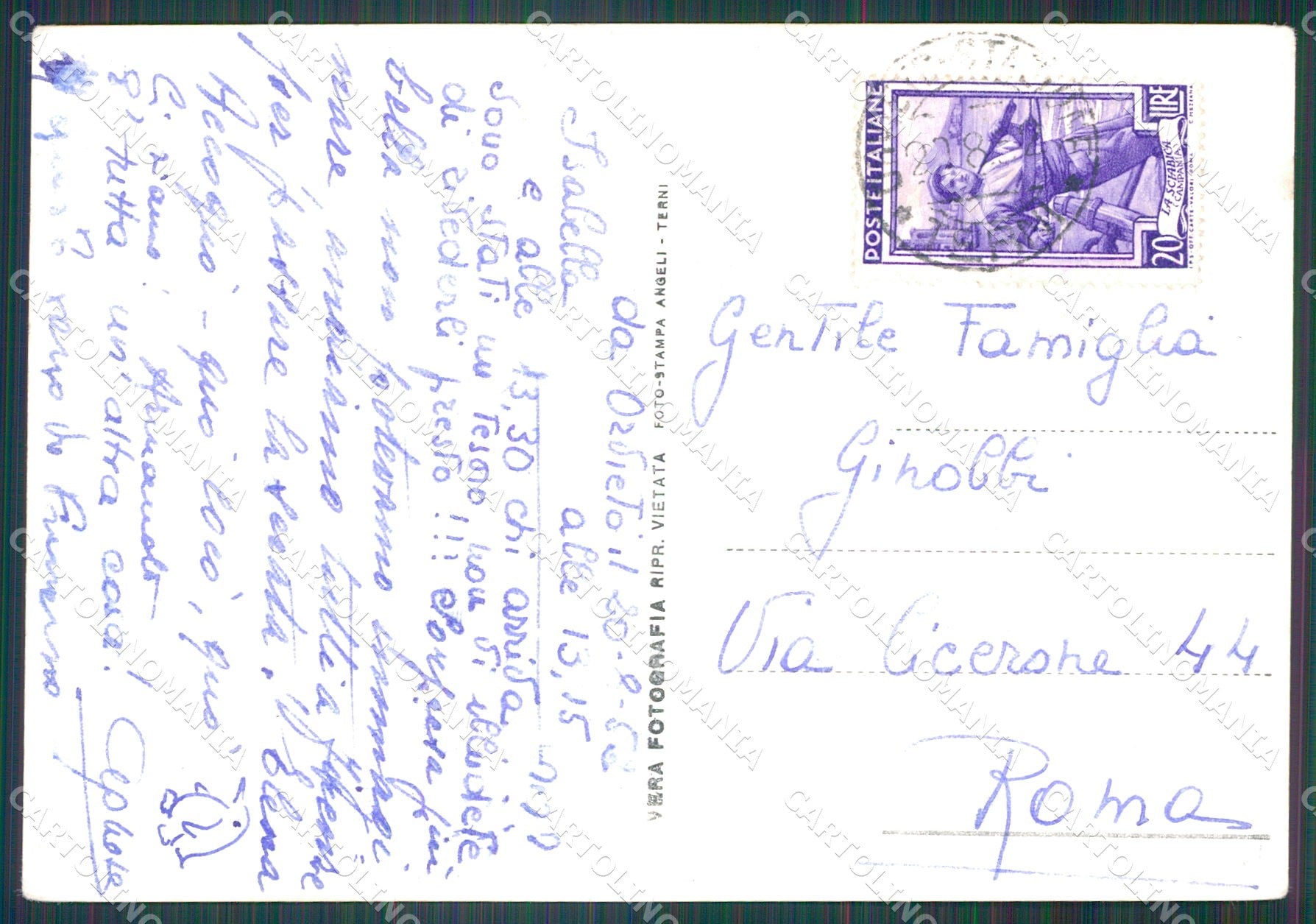 Terni Orvieto PIEGA FG Foto cartolina KB4907 – retro