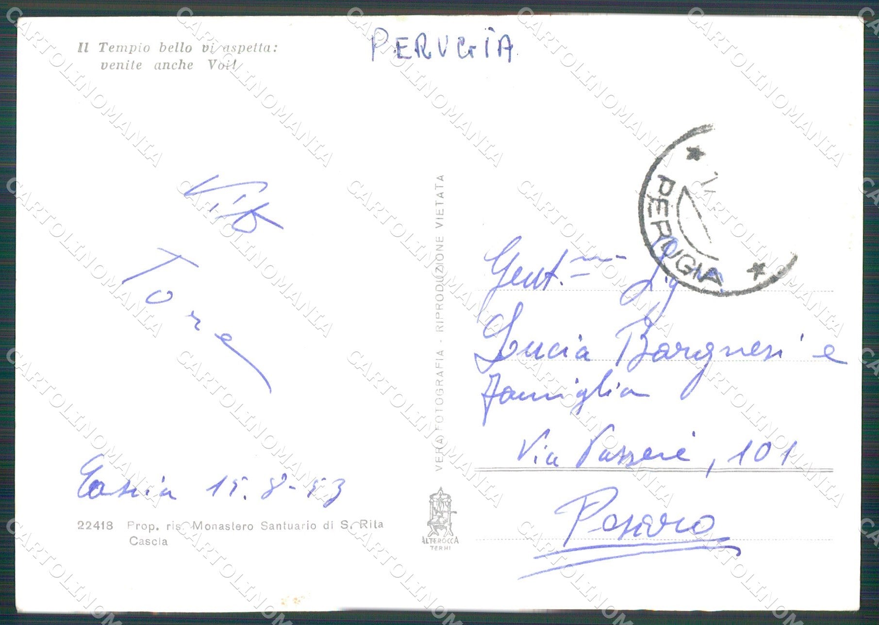 Perugia Cascia Tempio Santa Rita FG Foto cartolina KB4934 – retro