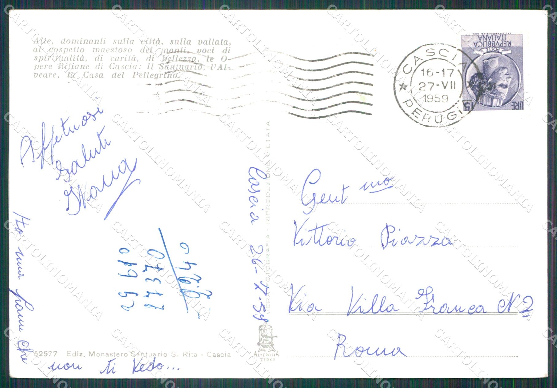 Perugia Cascia FG Foto cartolina KB4950 – retro