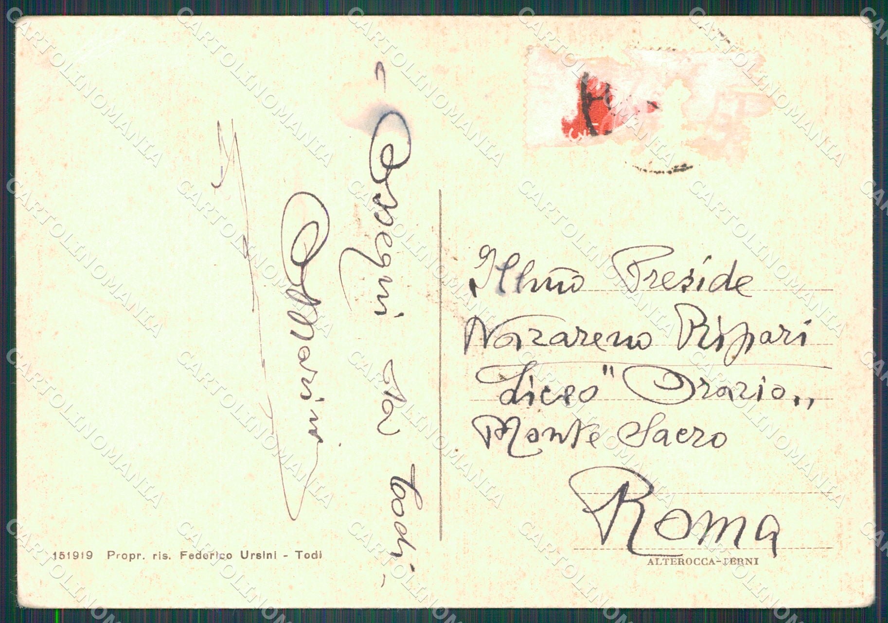Perugia Todi Ursini PIEGHINA FG cartolina KB4979 – retro
