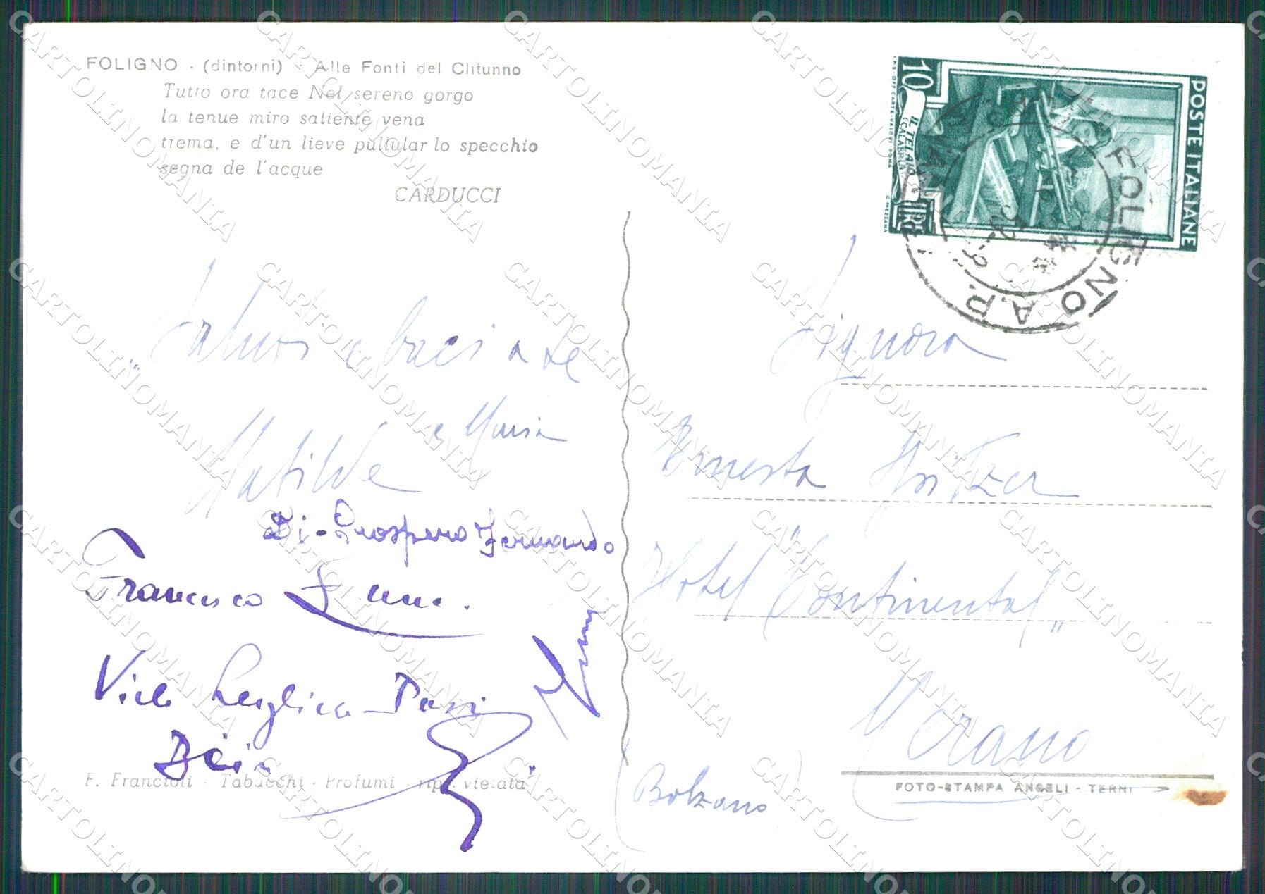 Perugia Campello Fonti del Clitunno Carducci FG Foto cartolina KB4981 – retro