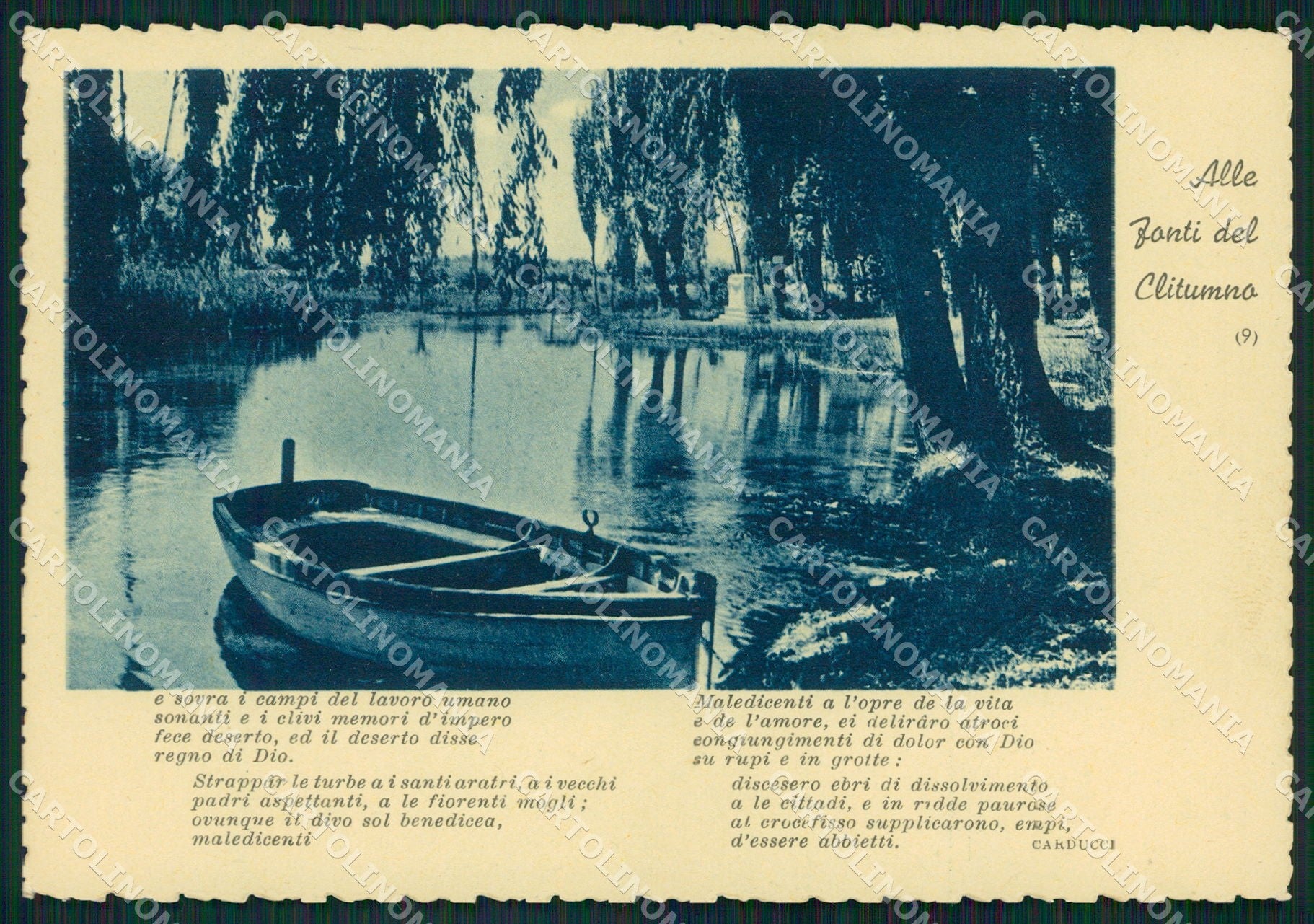 Perugia Campello Fonti del Clitunno Barca Carducci FG cartolina KB4987 – fronte