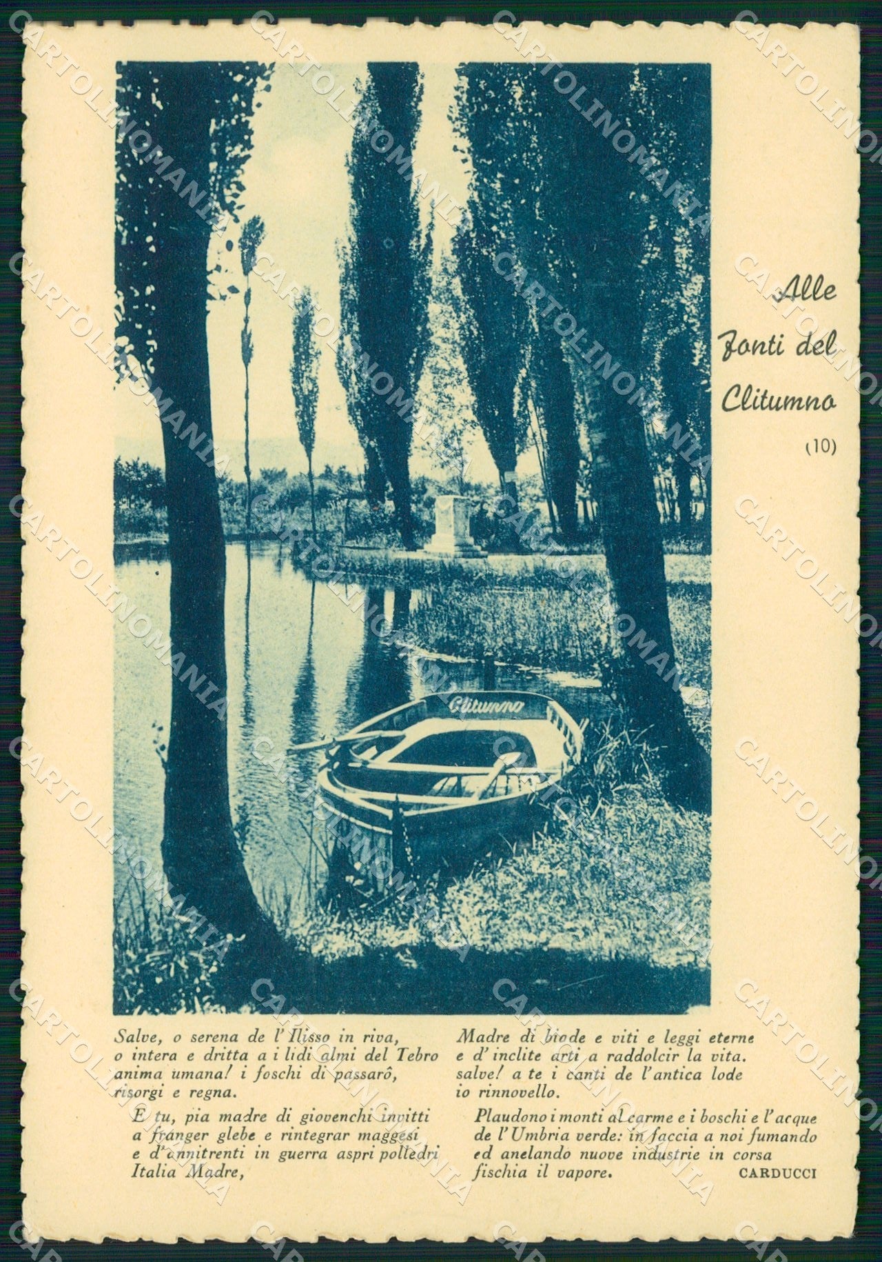 Perugia Campello Fonti del Clitunno Barca Carducci FG cartolina KB4989 – fronte
