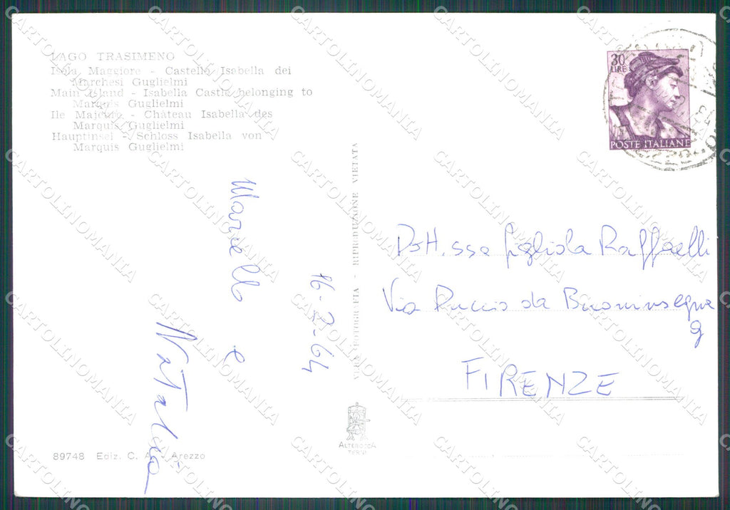 Perugia Tuoro Isola Maggiore Lago Trasimeno FG Foto cartolina KB4998 – retro