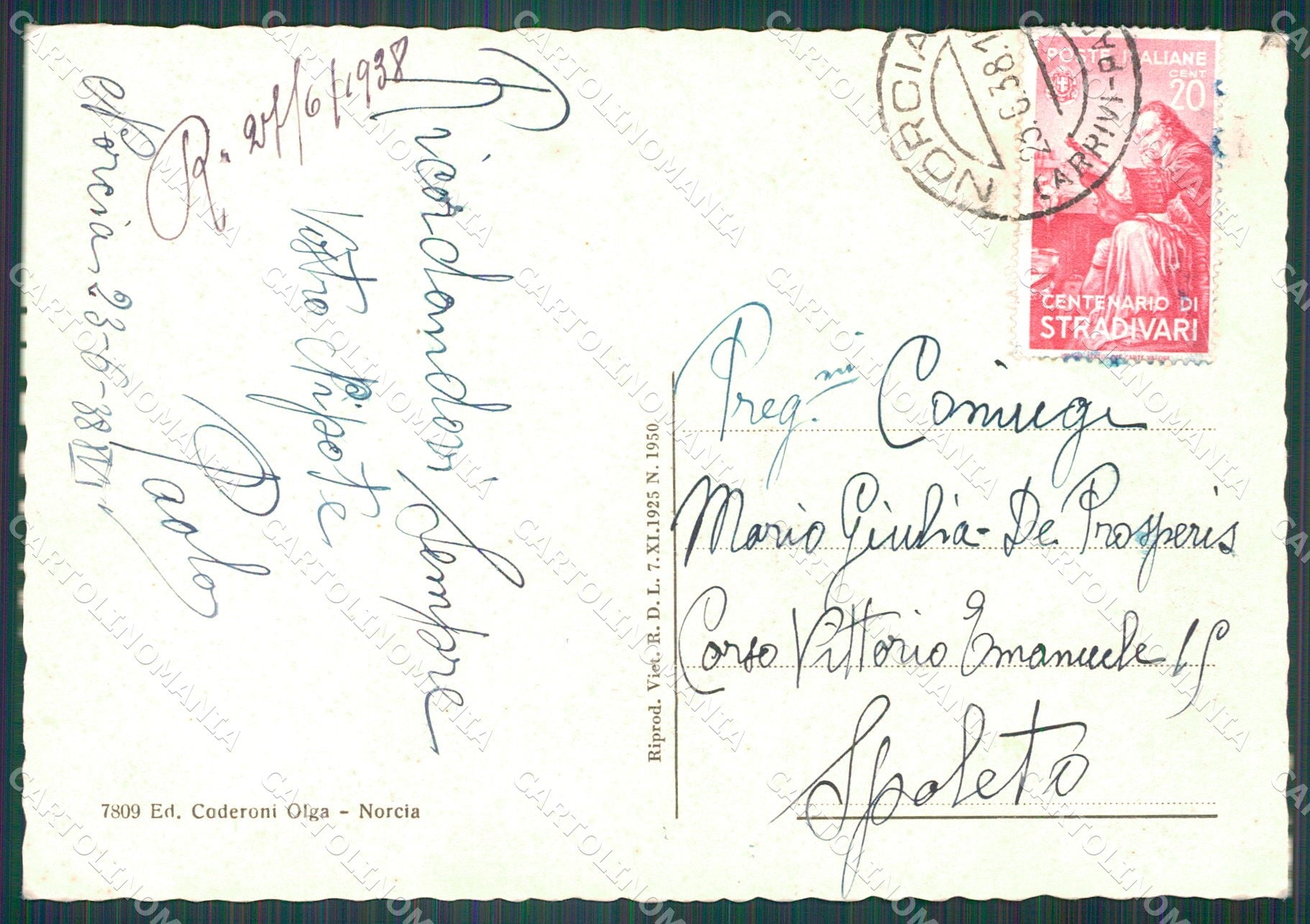 Perugia Norcia FG cartolina KB5023 – retro