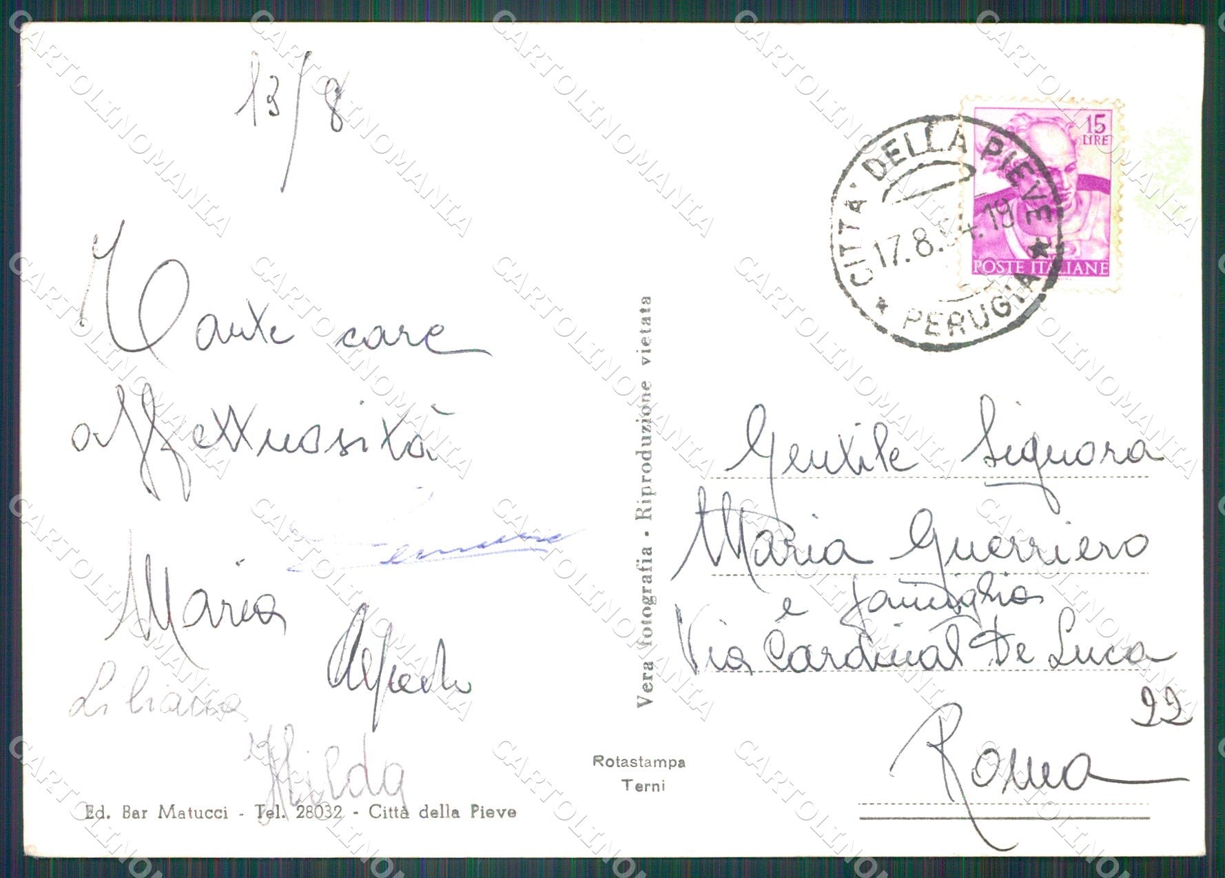 Perugia Città della Pieve ABRASA FG Foto cartolina KB5044 – retro