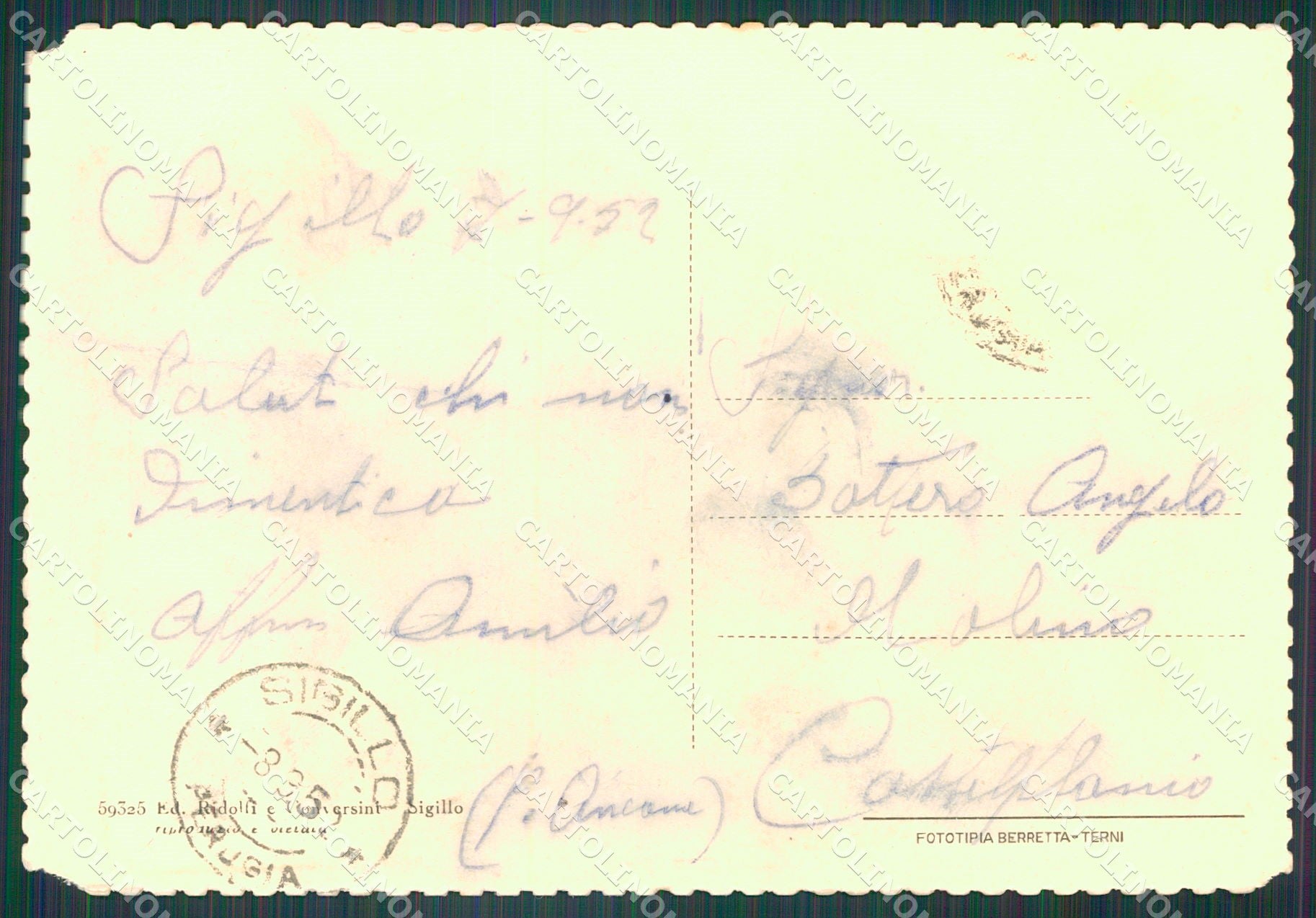 Perugia Sigillo ABRASA FG cartolina KB5047 – retro