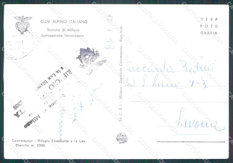 Aosta Courmayeur Rifugio Eisabetta Cai FG Foto cartolina KB5050 – retro