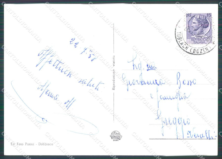 Bolzano Dobbiaco Lago di FG Foto cartolina KB5120 – retro