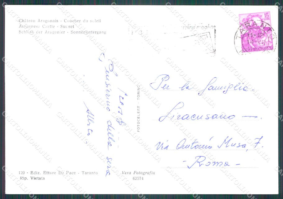 Taranto Città Castello Aragonese FG Foto cartolina KB5121 – retro