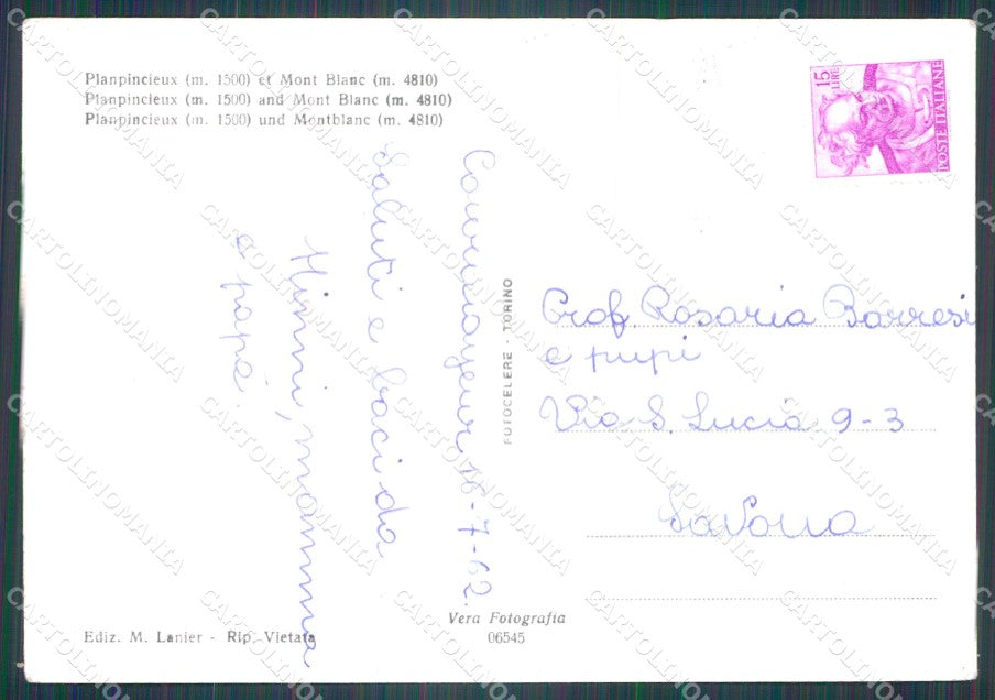 Aosta Courmayeur Planpincieux Monte Bianco Mucche PIEGHINE Foto cartolina KB5168 – retro