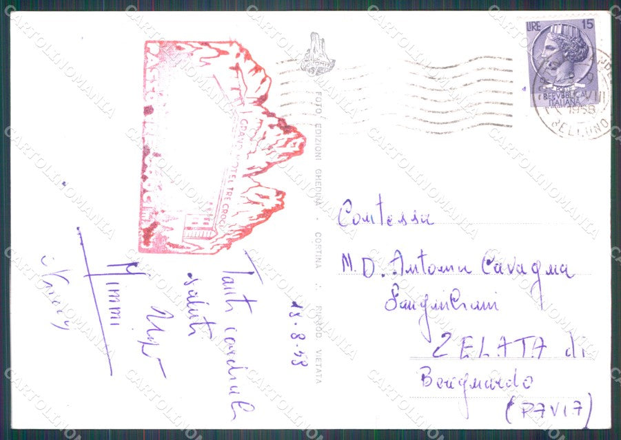 Belluno Cortina d'Ampezzo Passo Tre Croci PIEGHE FG Foto cartolina KB5199 – retro