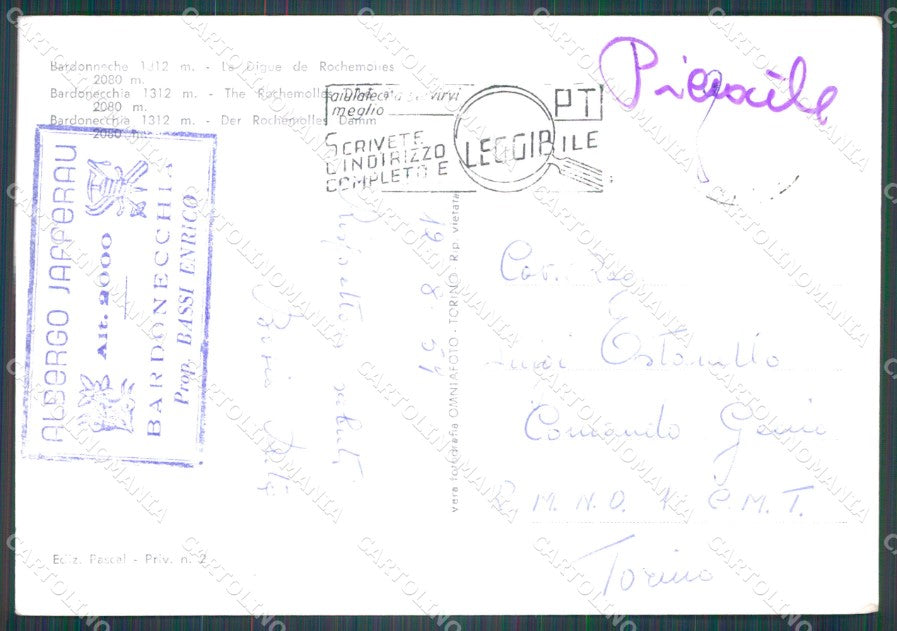 Torino Bardonecchia Diga di Rochemollas PIEGHINE FG Foto cartolina KB5206 – retro