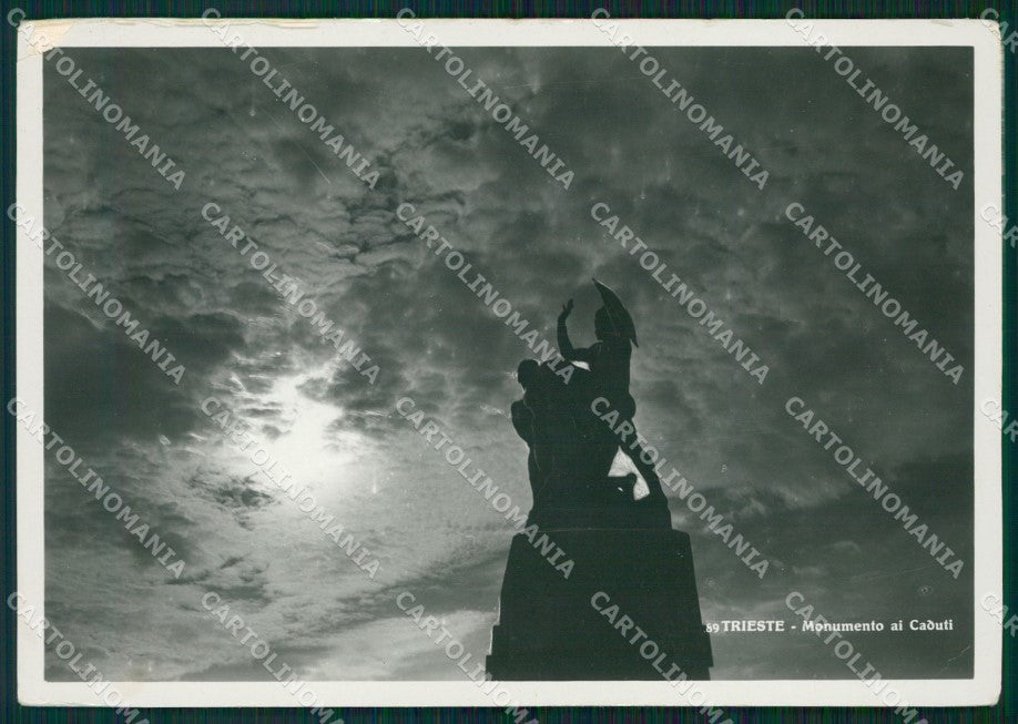 Trieste Città Monumento ai Caduti Chiaro di Luna PIEGA FG Foto cartolina KB5231 – fronte