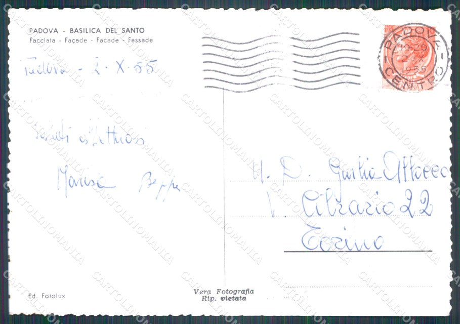 Padova Città Basilica Sant'Antonio FG Foto cartolina KB5232 – retro