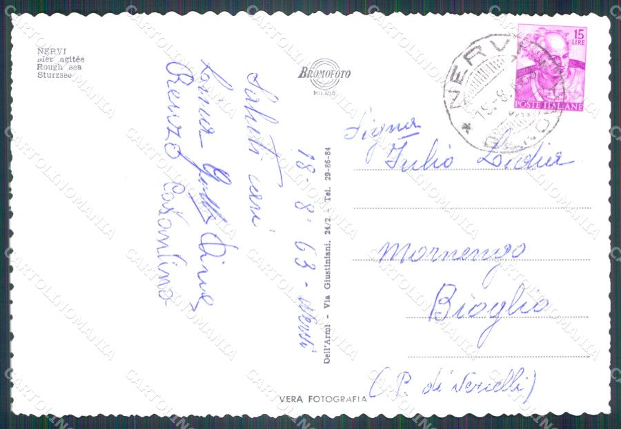 Genova Nervi Mareggiata STRAPPINO FG Foto cartolina KB5267 – retro