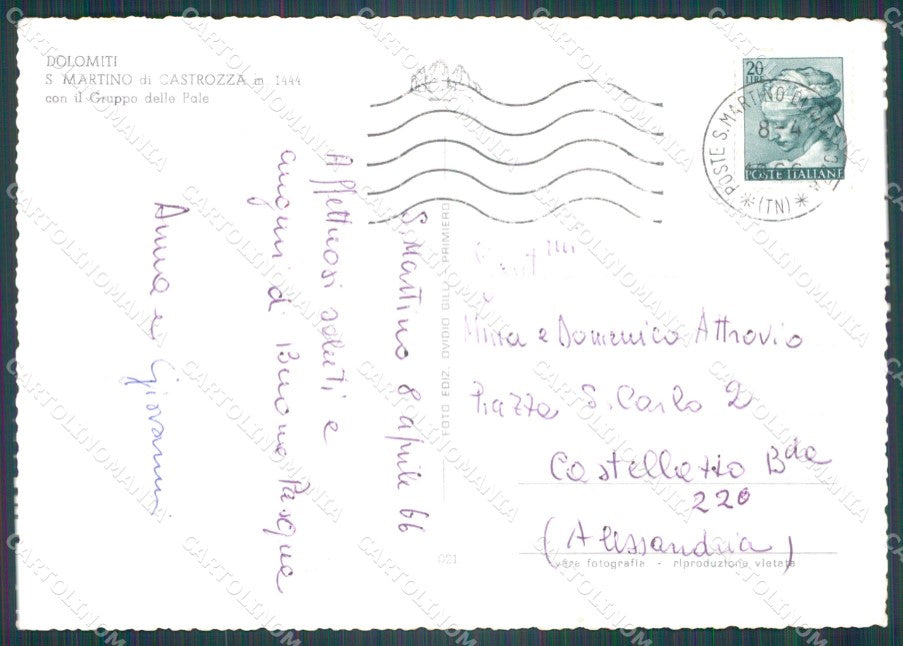 Trento San Martino di Castrozza Gruppo Pale STRAPPINO FG Foto cartolina KB5312 – retro